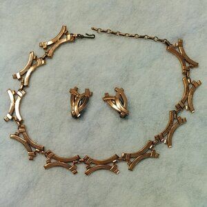 Vintage 1950s Renoir Matisse Copper Necklace Earring Set